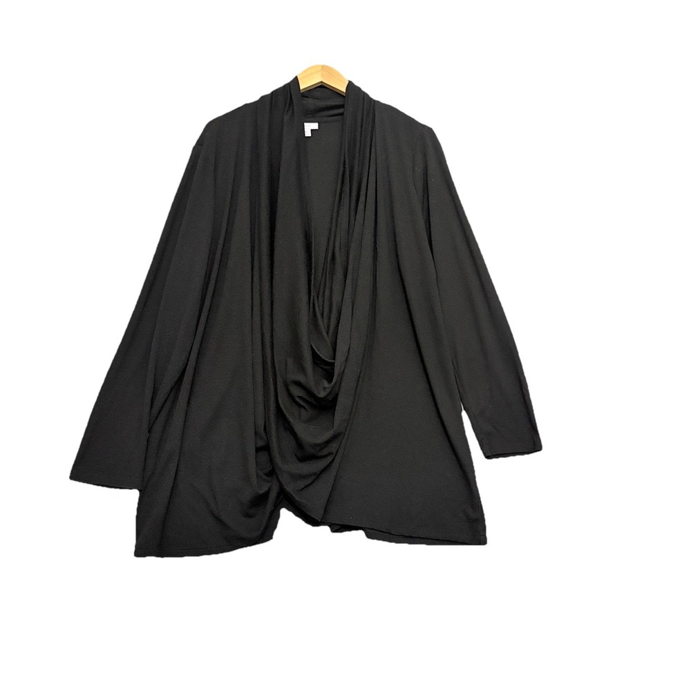 J. Jill PureJill Black Crossover Open Front Long Sleeve Cardigan 2X Minimalist